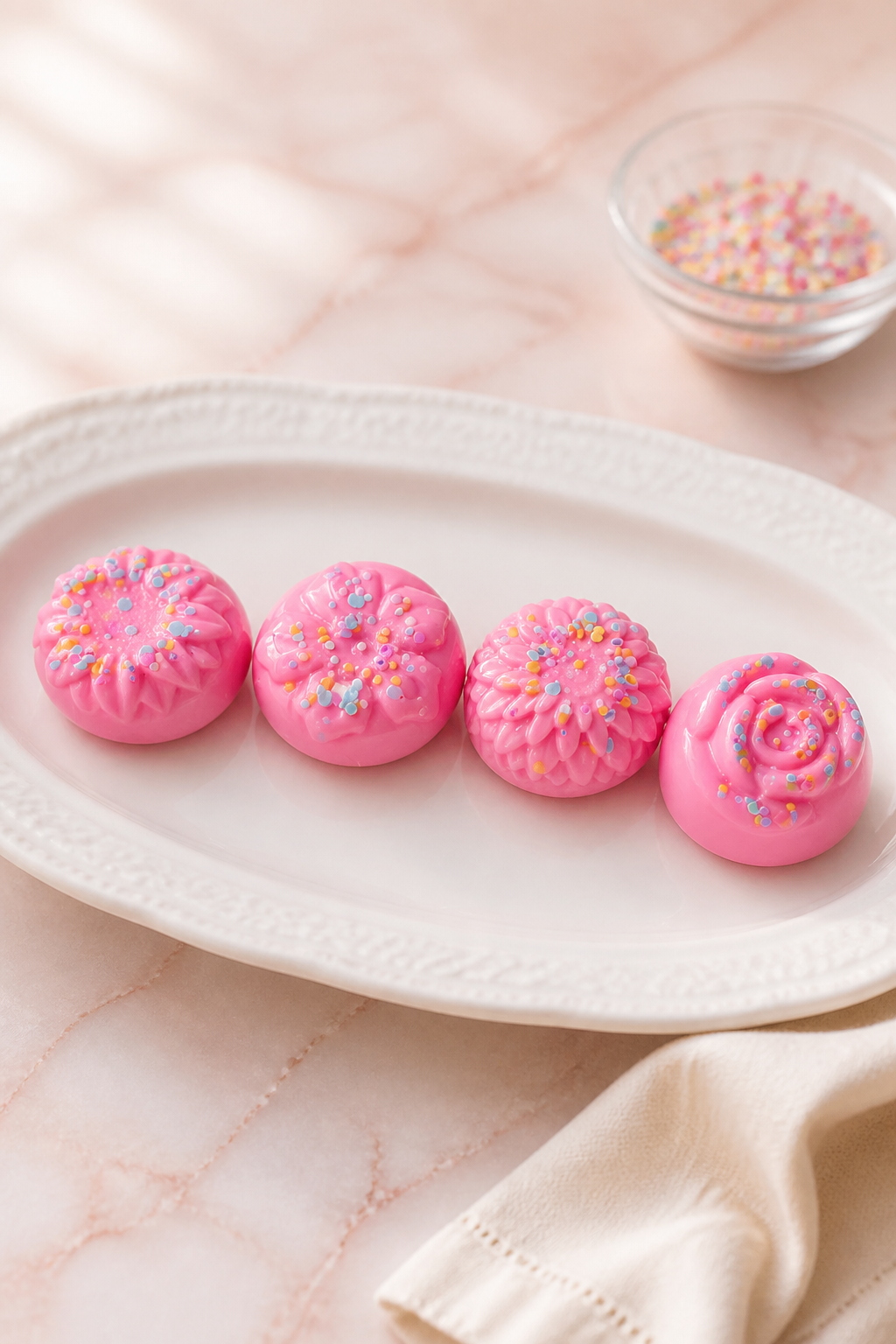 (Pink sugar cookie) pack of 4 medium flower ~soy wax~