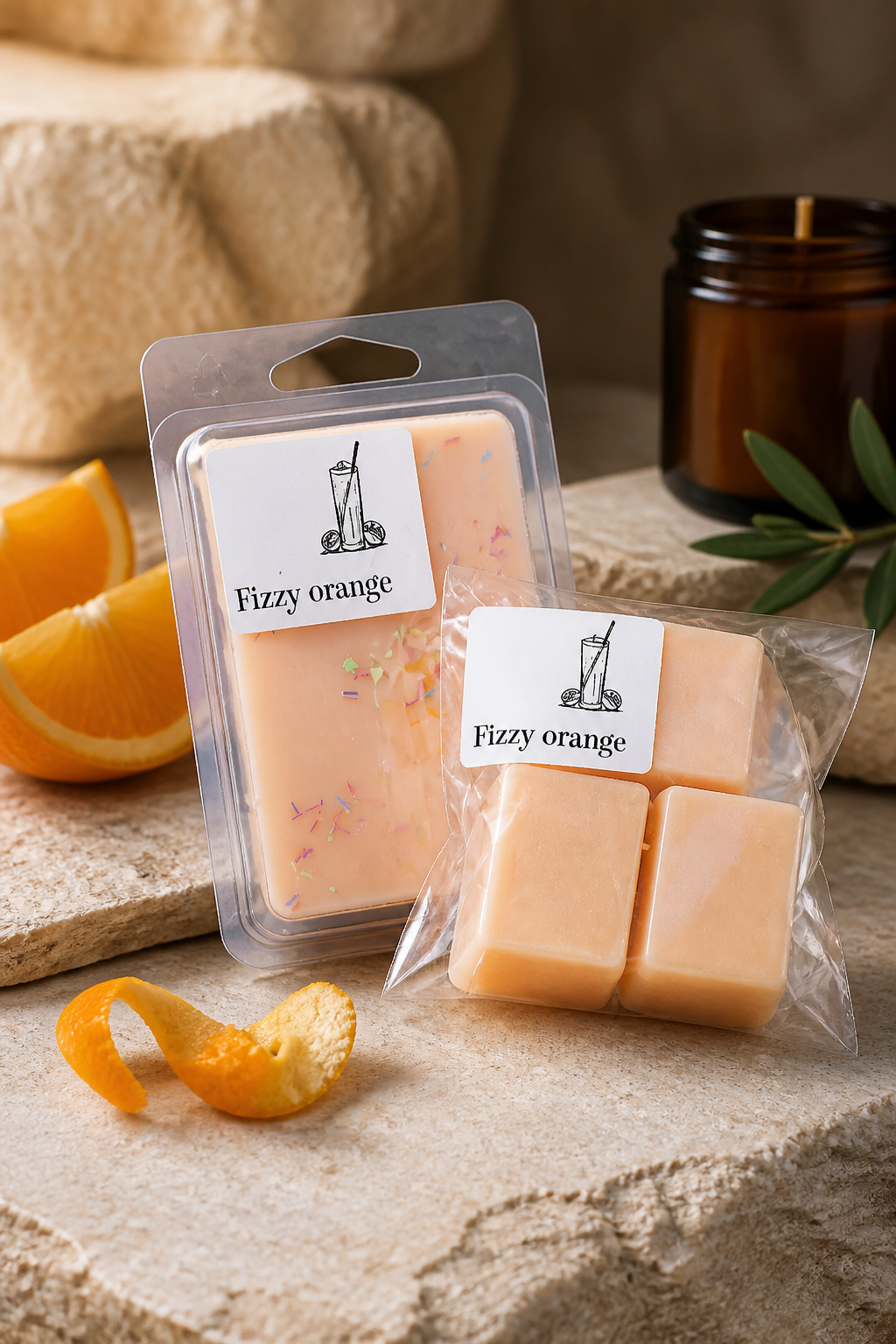 (Fizzy Orange) 3 pack large ~soy wax~