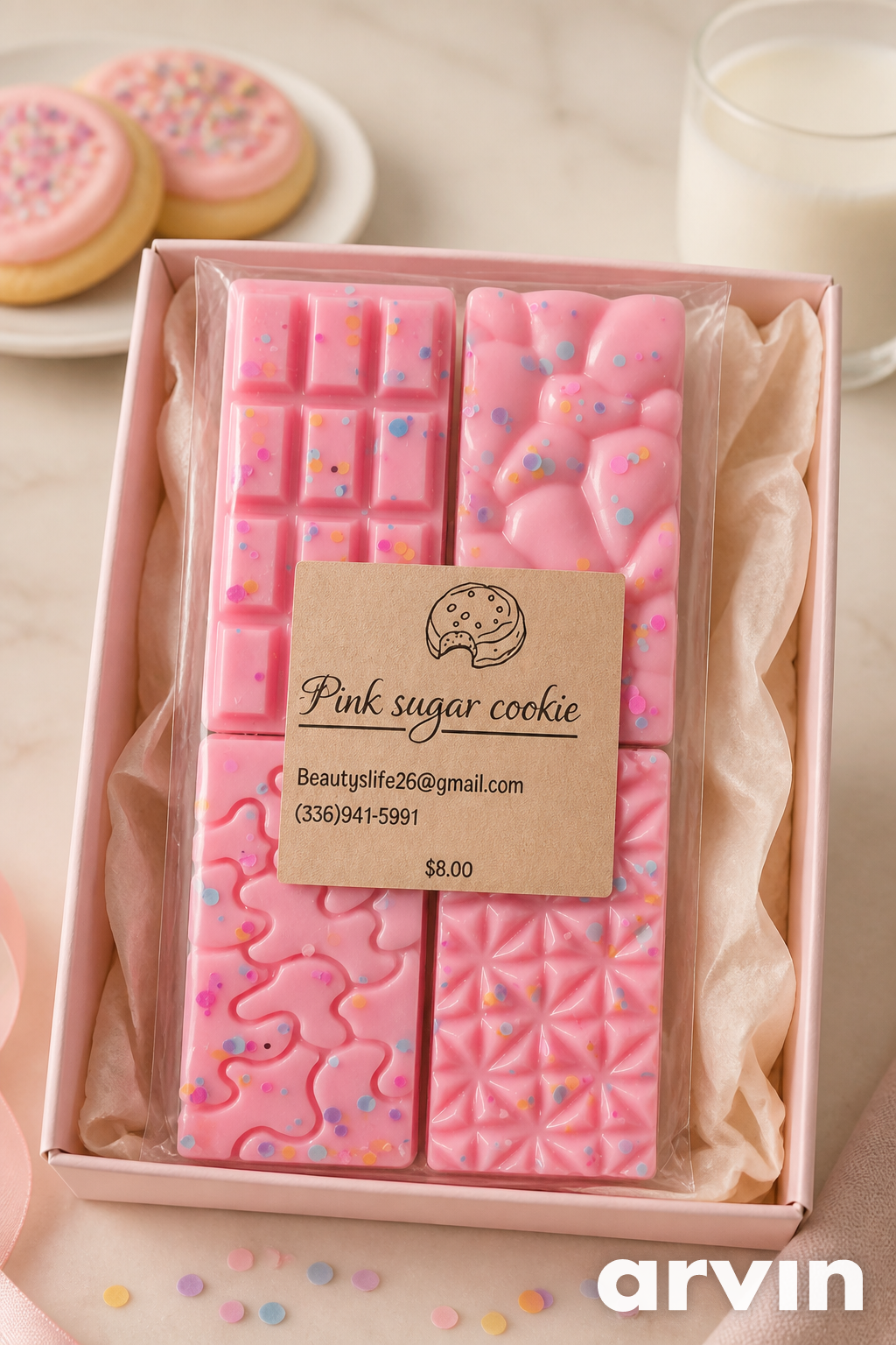 (Pink sugar cookie)bar pack of 4 ~soy wax~
